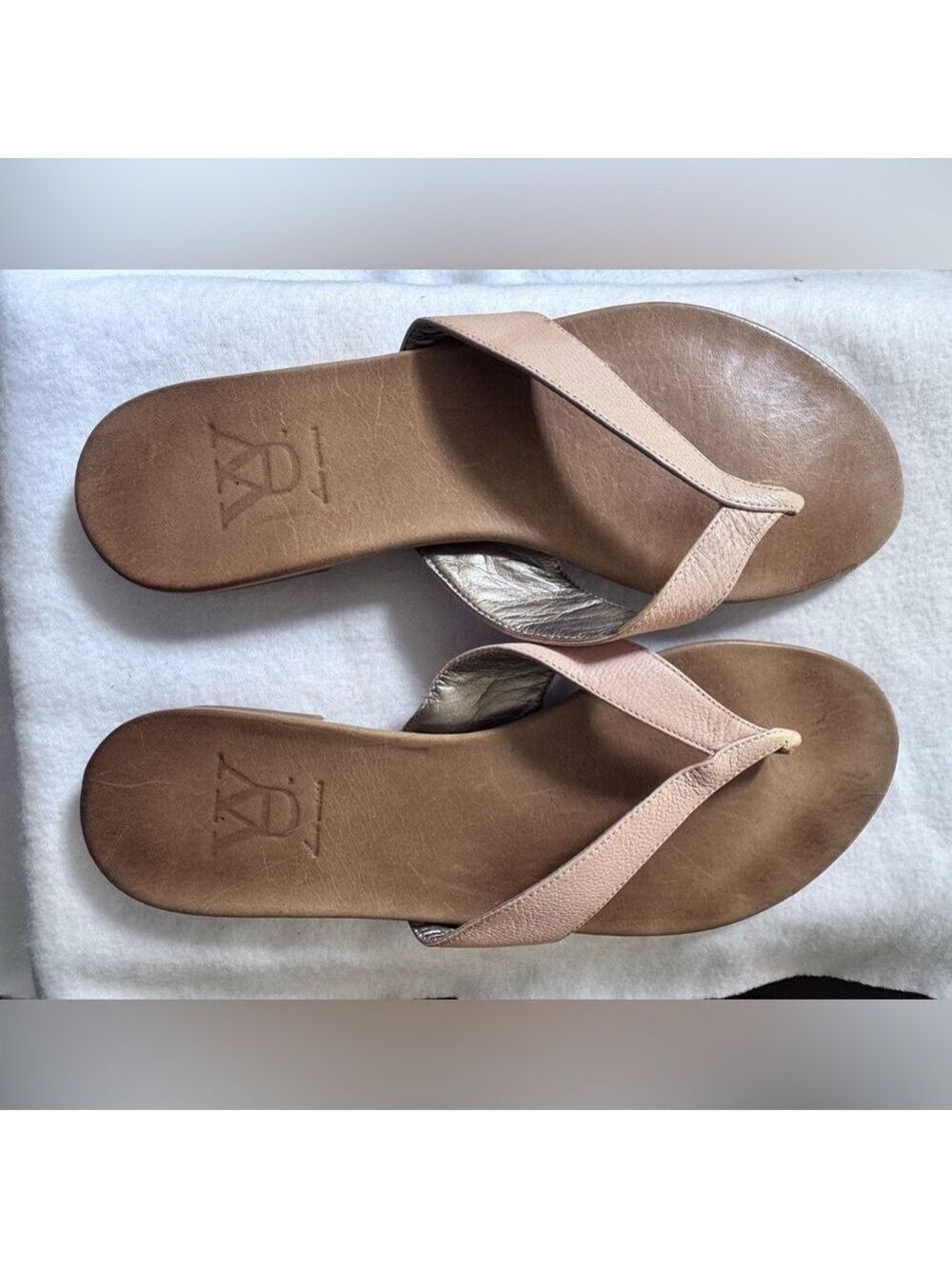 Diana Warner Casual Sandals with Pink Leather Straps and Leather Footbed size 39